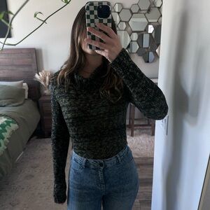 For the Republic Black and Green Sweater